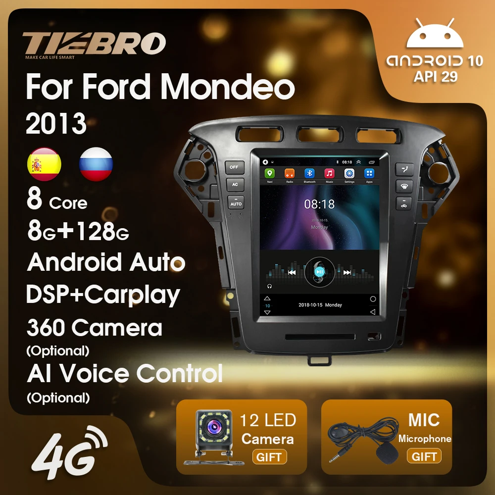 

Автомагнитола TIEBRO 2DIN Android 10 для Ford Mondeo 2011-2013 Android автомобильный мультимедийный видеоплеер навигация GPS 4G WIFI DSP 8G + 128G