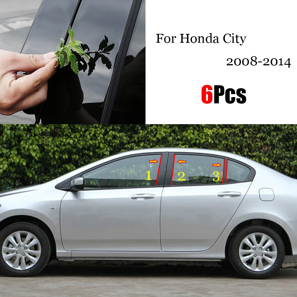 

6 шт. оконные столбы, отделка крышки, молдинг для Honda City 2008-2014, средняя Колонка BC, наклейка