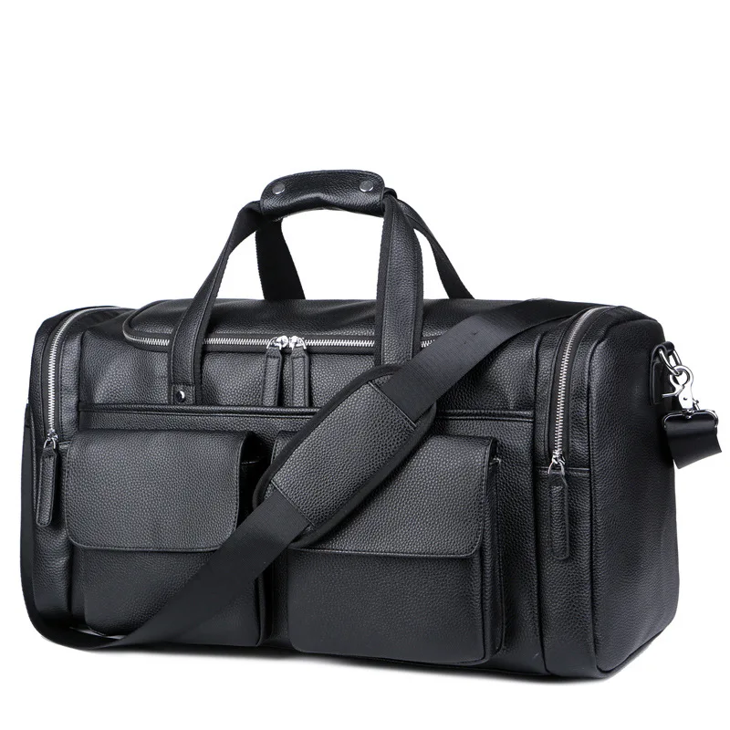 Large Capacity Business Men Travel Bag Carry on Luggage Bag Man Hand Duffel Bag PU Leather Shoulder Bag Male Gym Tote Bag