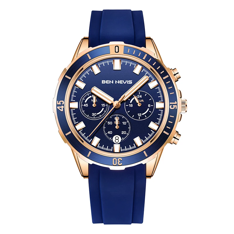 Men Watch Top Brand Luxury Business Quartz Watches Silicone Strap Stainless Steel 30ATM Waterproof Luminous Sport Wrist Watches