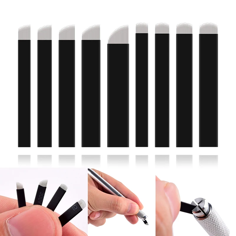 

Super Sharp 0.18mm Black Nano Pin Microblading Needles Permanent Makeup Needle Eyebrow Manual Tattoo Needles Blade 3D Embroidery
