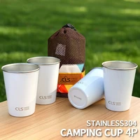 4pcs outdoor 304 stainless steel mug camping barbecue beer mug mountaineering water mug tea milk coffee mug mug cookware hiking