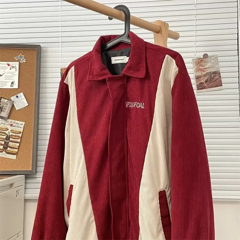 Винтажная вельветовая бейсболка с цветными блоками 2023 свитер свободная