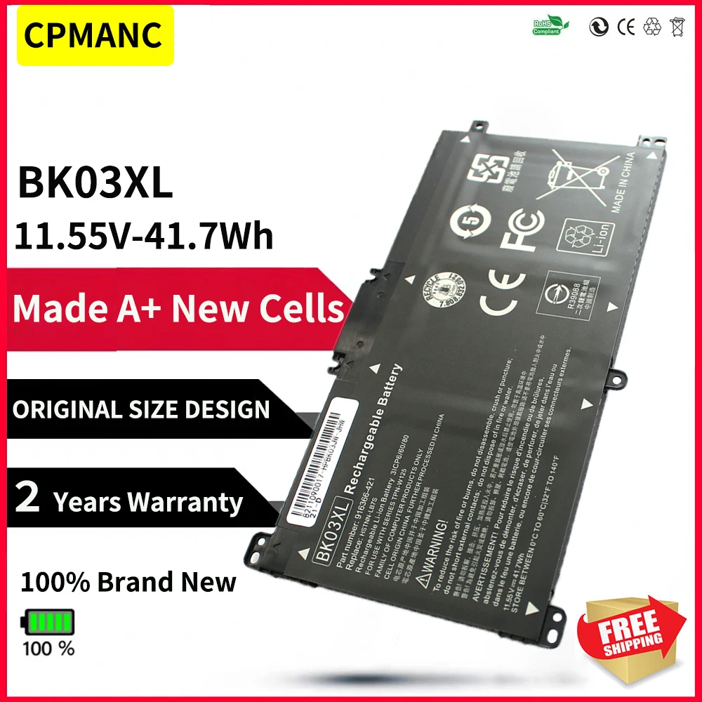 Аккумуляторная батарея CPMANC BK03XL для HP Pavilion X360 14m 14-BA033TX 14-ba001ns Φ 916366-541 916811-855 Аккумуляторная батарея CPMANC BK03XL для HP Pavilion X360 14m 14-BA033TX 14-ba001ns Φ 916366-541 916811-855