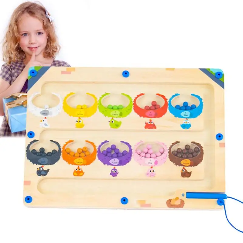 

Magnetic Color Maze Board Wooden Montessori Toys Magnet Board Puzzles Multifunctional Early Education Math Games Color Matching