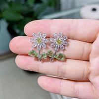 caoshi sweet lady flower stud earrings with dazzling zirconia exquisite design accessories for daily life fresh style jewelry