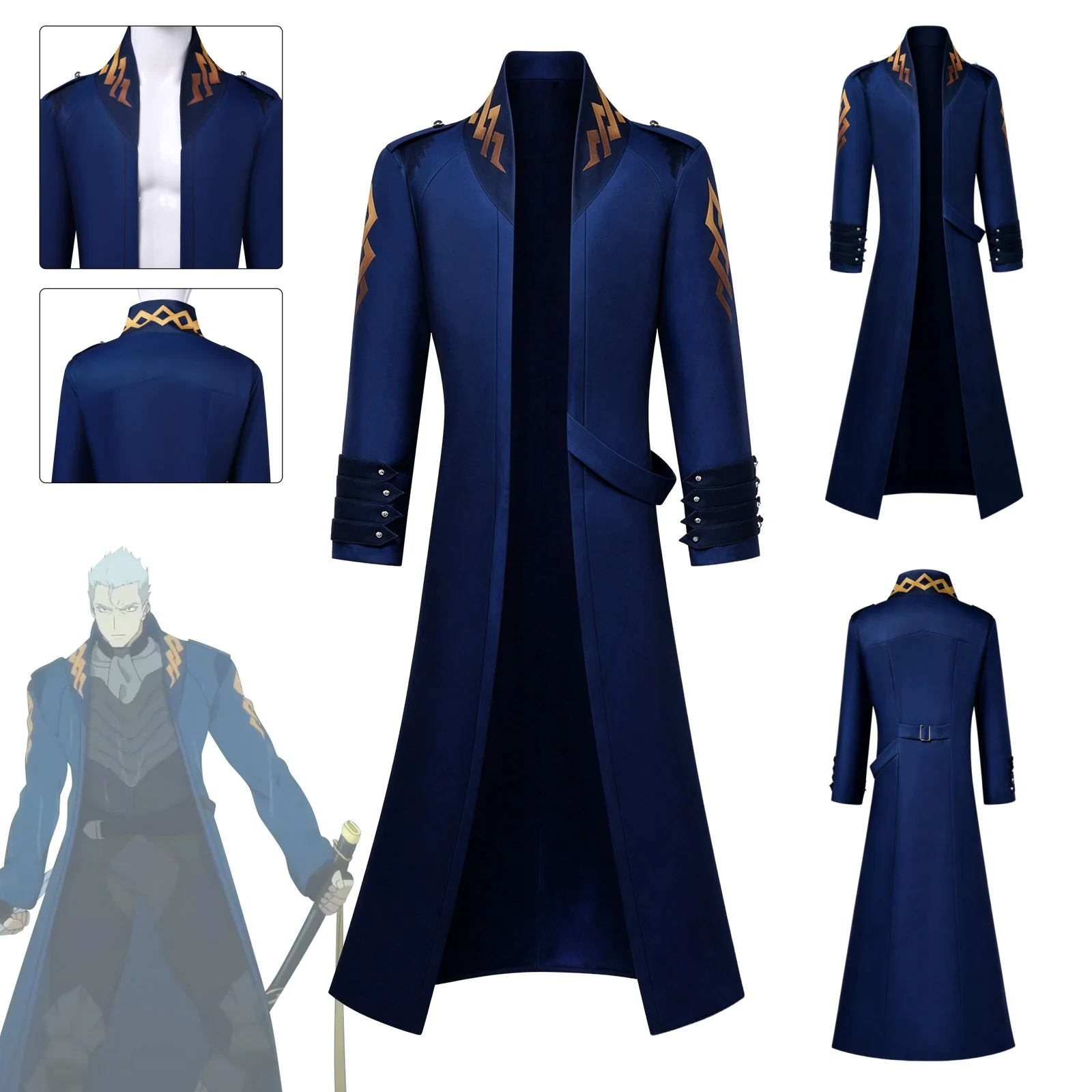 Фото Костюм для косплея Vergil Long Windbreaker из игры, сценический костюм Nelo Angelo для комик-конвентов, одежда для вечеринок на Рождество и Хэллоуин №1