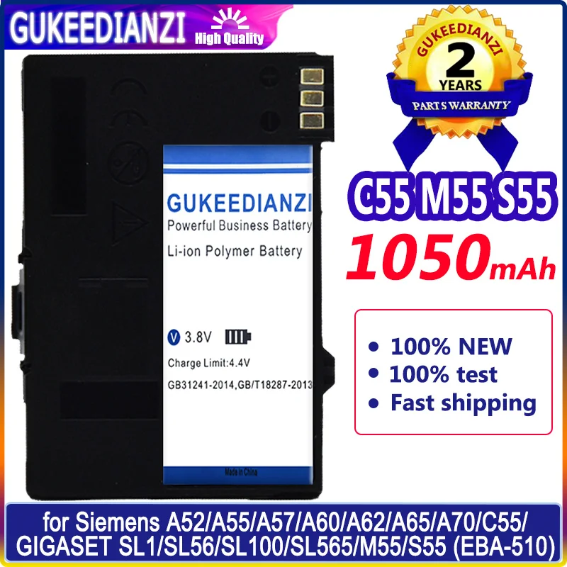 

GUKEEDIANZI Battery 1050mAh C55 M55 s55 for Siemens A52/A55/A57/A60/A62/A65/A70/C55/GIGASET SL1/SL56/SL100/SL565/M55/S55 EBA-51