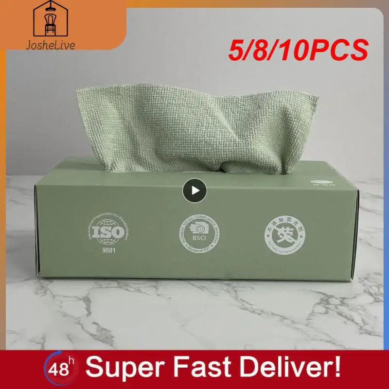 

5/8/10PCS Microfiber Striped Towel Kitchen Dishwashing Towel Decontamination Cloth Removable Rag No Hair Loss Lazy Rags