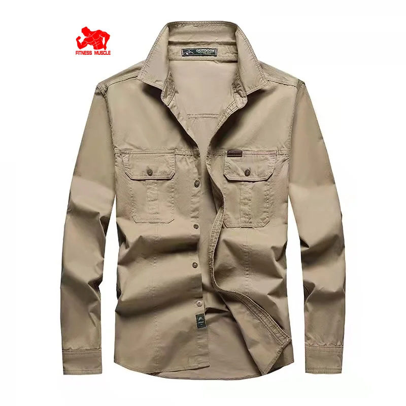 New Spring Men's Casual Workwear Long Sleeve Shirts Men's Slim Fit Solid Color Cotton Shirts Breathable Sports Tops