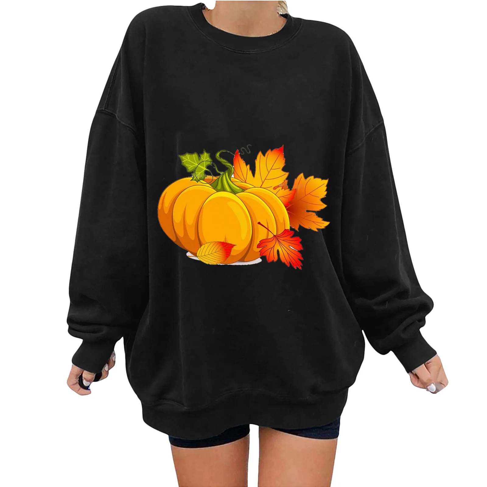 

Women's Thanksgiving Day Loose Fit Top Casual Soft Warm Sweatshirt Long Sleeve Printed Pocket Sleeve Lightweight Zip Hoodie