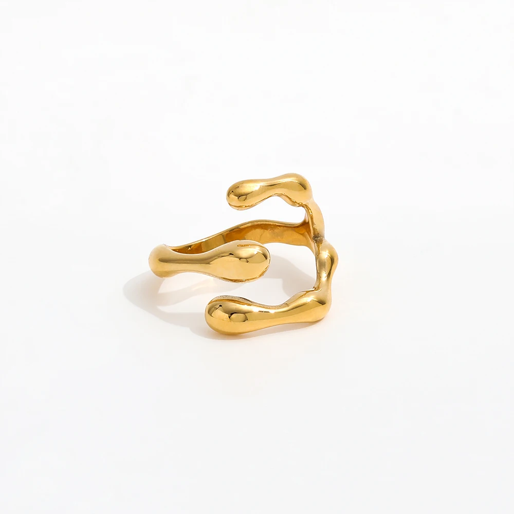 

Joolim Jewelry Wholesale High End PVD Waterproof Personality Designer Bamboo Fork Stainless Steel Rings Trendy For Women