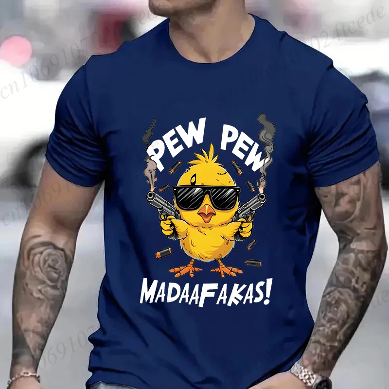 Фото Мужские футболки Pew Pew Madafakas, топы с забавным рисунком, летние футболки с короткими рукавами, модная уличная мужская одежда больших размеров №2