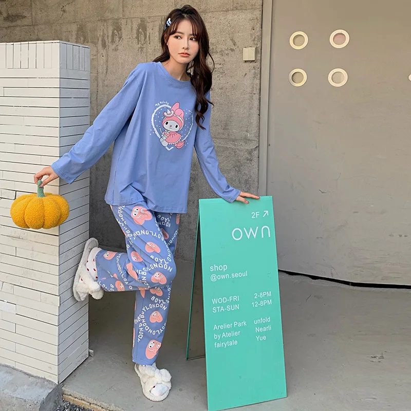

New Sleepcoat Cute Cartoon Night-clothes Melody Print Sweet Comfort and Casual Outerwear Homewear Suit Sanrio Pajama Pants