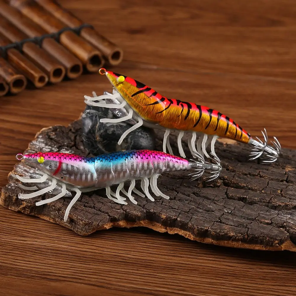 Светящаяся приманка крючок для кальмара деревянные приманки креветок с мягкой