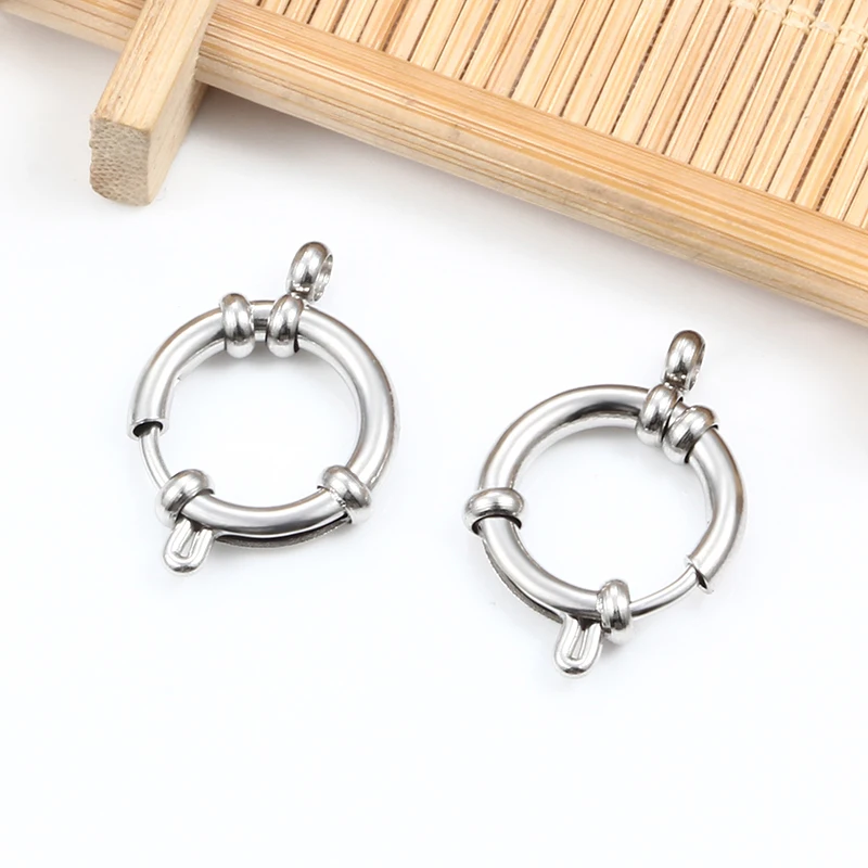 Stainless Steel Chic Round Spring Lobster Clasp Hooks DIY Jewely Making Necklace Bracelet Accessorie Connerctors  Multiple Size