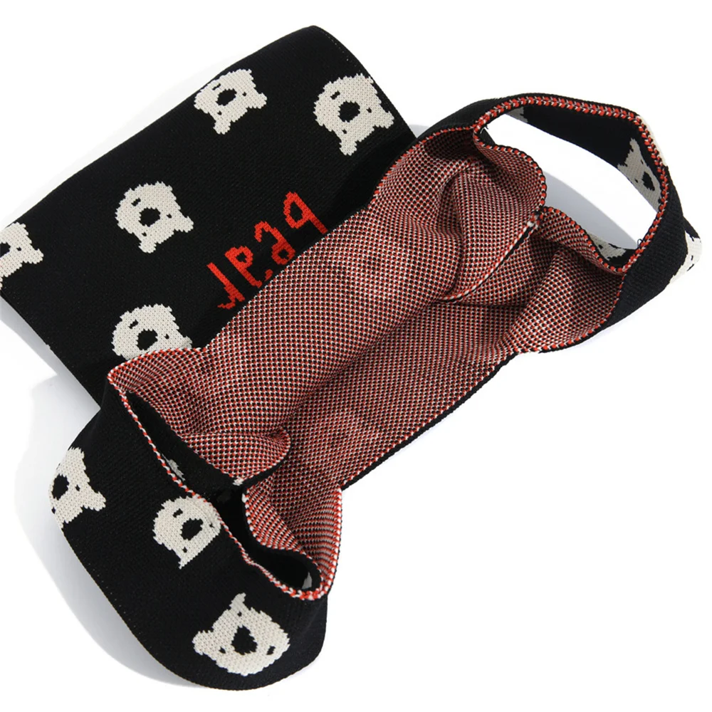 Вязаная сумка с милым медведем Женская сумочка оригинальный дизайн большая