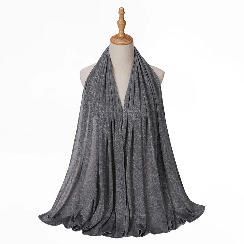 New Designs Hijab Jersey Scarf for Women Shining Bright Silk Turbans for Women Headscarf Cotton Hijab Scarves Shawl Ramadan