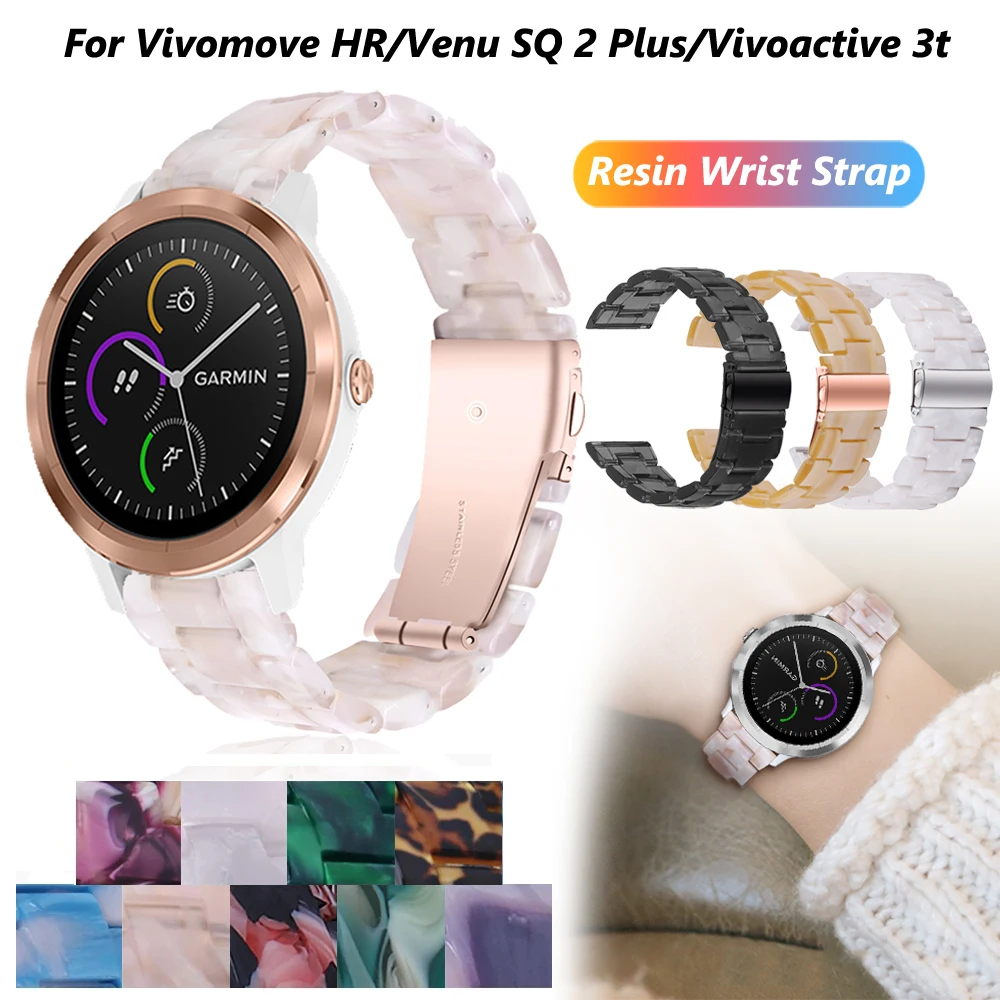

20mm Resin Watchband Straps For Garmin Vivoactive 3-3t/Vivomove Smart Wristband Bracelet Forerunner 645 245 Venu 2Plus Accessory
