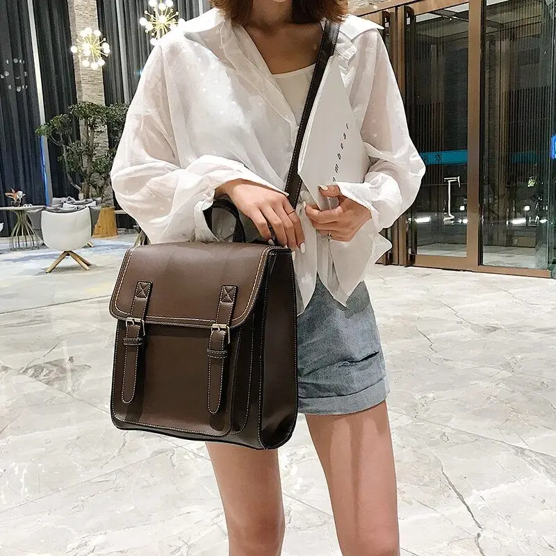 

Vintage Backpack Female Pu Leather Bag Women's Backpack Fashion School Bag