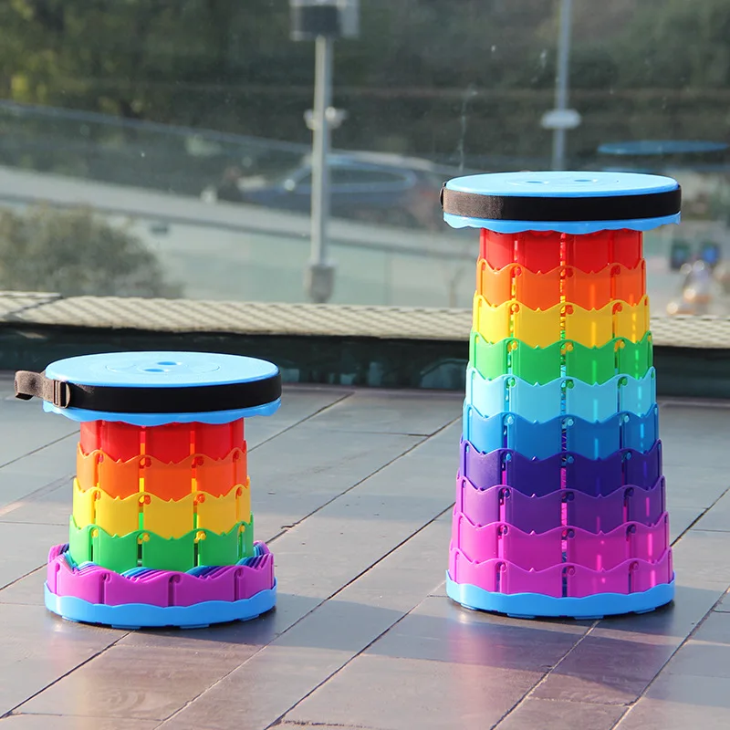 Портативный Табурет Rainbow уличный легкий пластиковый складной стул