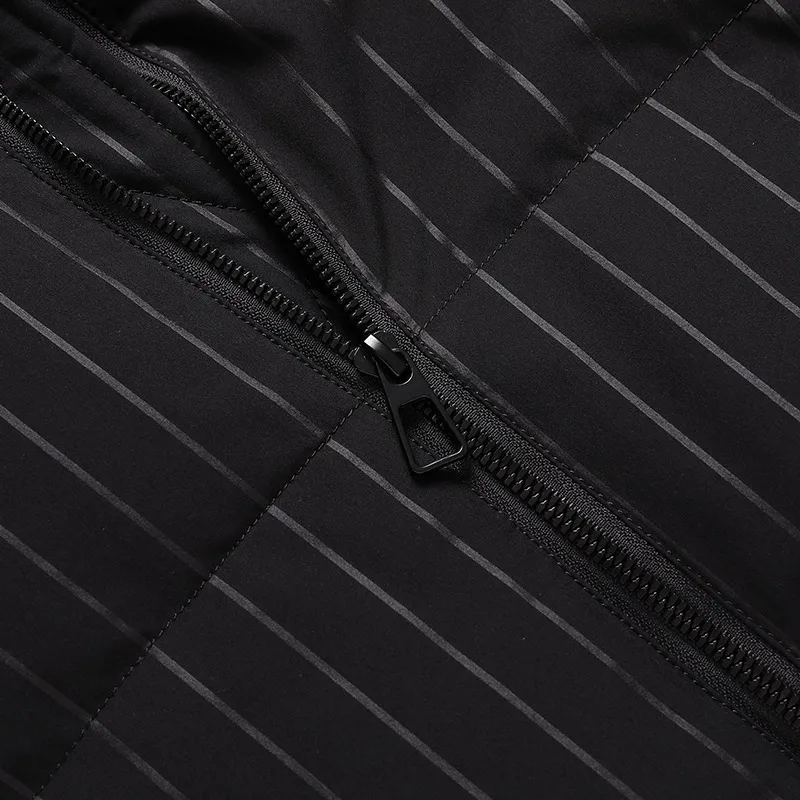 Winter Men Black Striped Thermal Puffer Jackets Thick Warm Puff Padded Basic Coats Male Smart Casual Business Quilted Outerwear