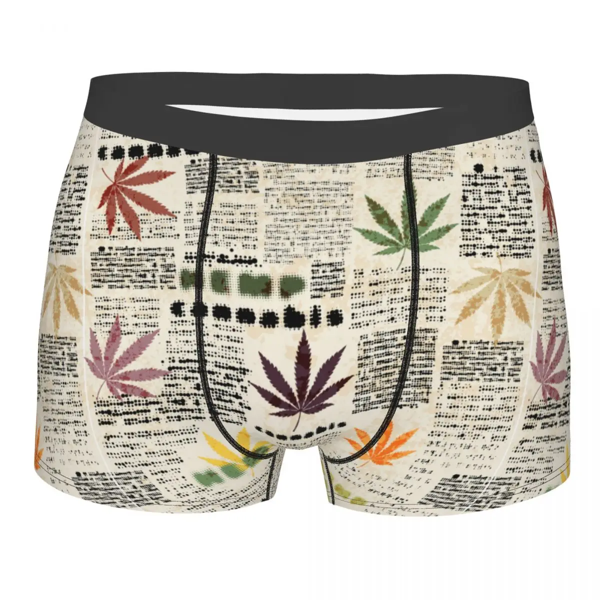 

Трусы-боксеры мужские мягкие с листьями конопли, в стиле ретро