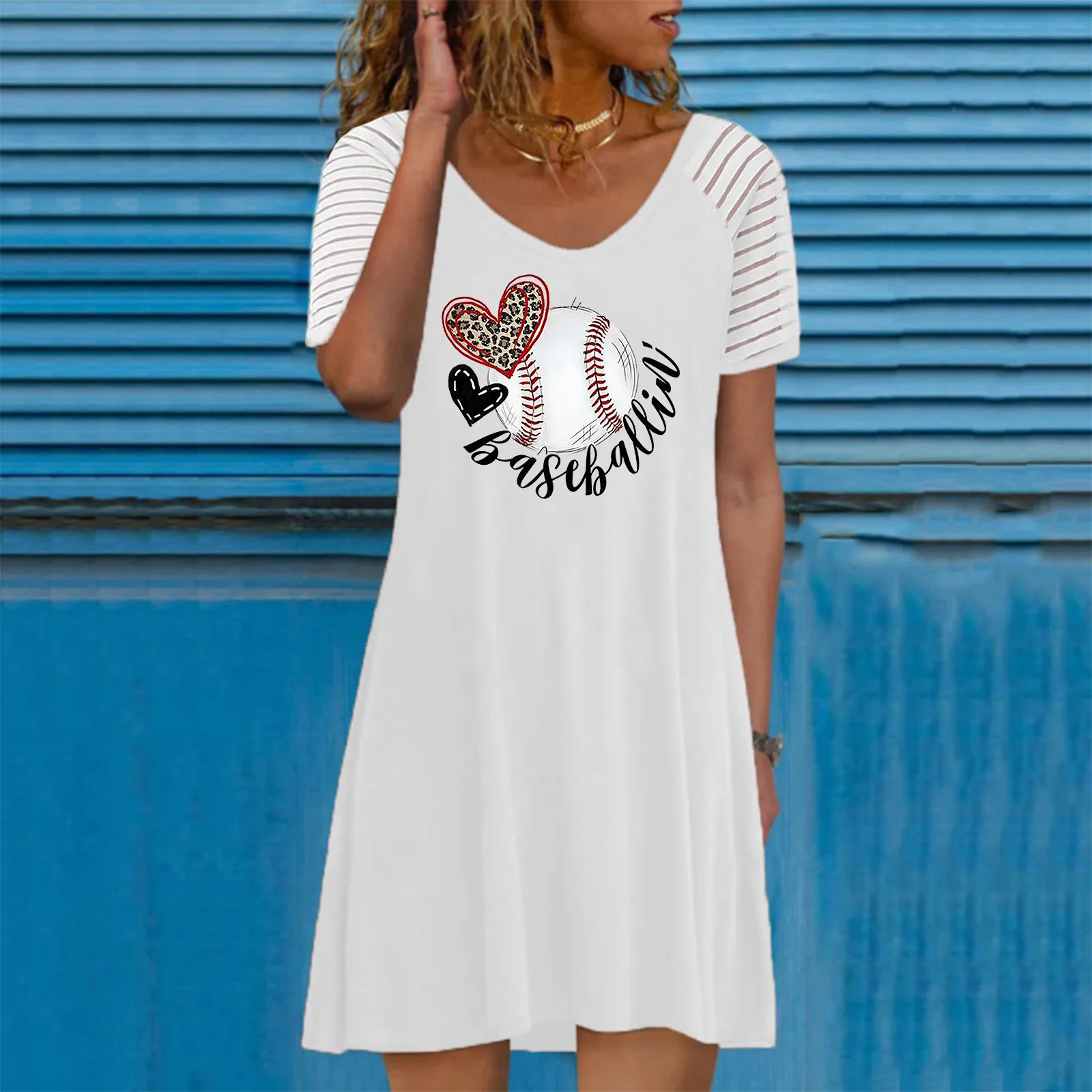 

Womens Summer Casual Print Short Sleeve Crewneck Dress Casual Short Dress Women Lace Dress