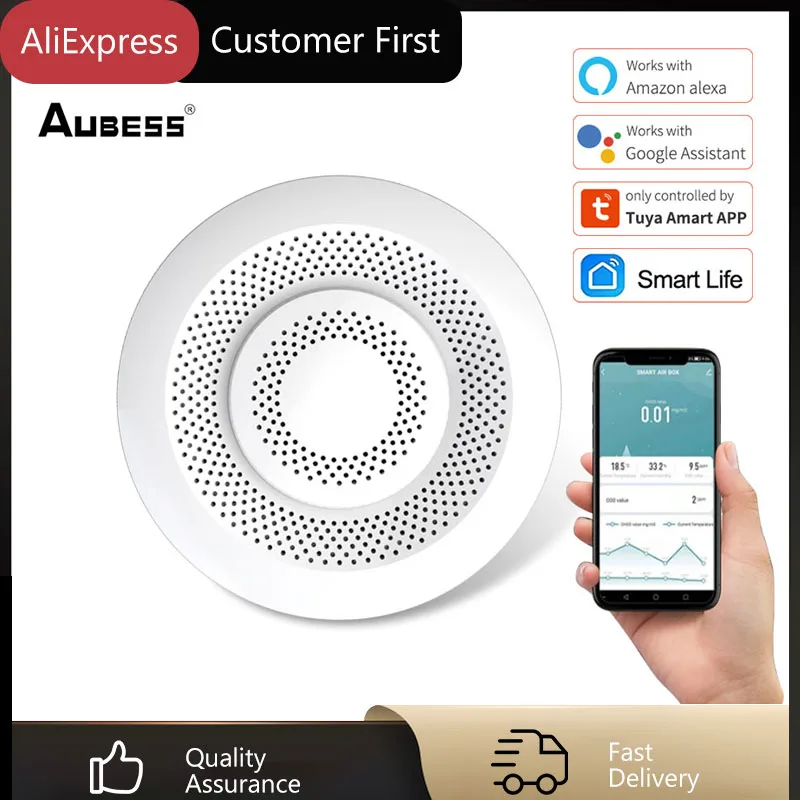 

Zigbee/Tuya WIFI Smart Air Box Carbon Dioxide Detector CO2 Gas Sensor Formaldehyde VOC Temperature Humidity Sensor App Control