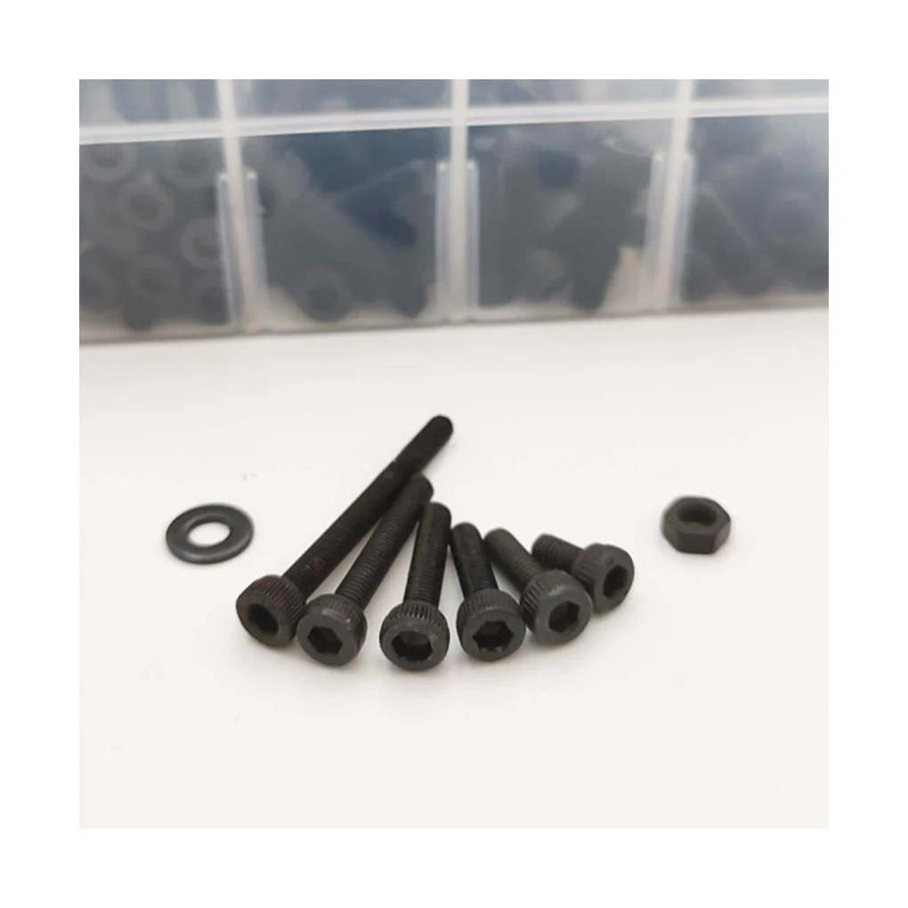 

1200pcs Carbon Steel Adjustable Waterproof M2/M3/M.4 Hex Screws Coated Surface Threaded Socket Bolts Rustproof Nuts Set