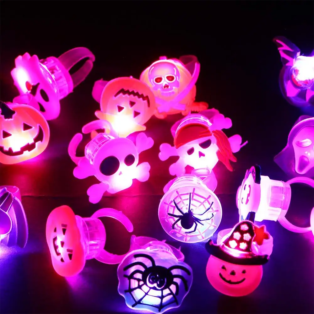 

The Dark Light-Up Toys Kids & Adults 50 Pcs Finger Ring Pumpkin Halloween Rings Luminous Rings Light up Rings LED Rings