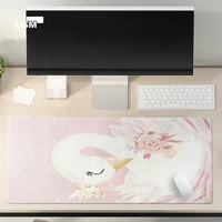 pink kawaii mouse mat desk swan pad desktops accessories keyboard durable rubber mouse pad setup gaming desk mat decoration