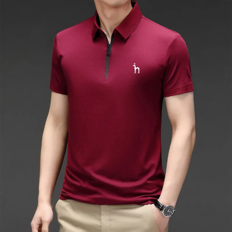 Hazzys Summer Golf Short Sleeve Men T-shirt Men's Clothes Ice Silk Polo Shirt