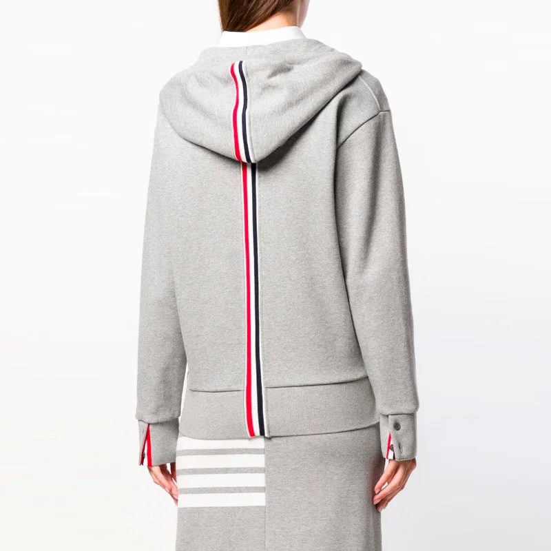 

2023 Fashion Luxury Brand Striped hooded Clothing Ins Loose Cotton Jacket TB Women Sweatshirts Hoodies Casual Sportswear Coat