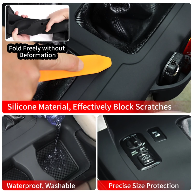 Фото Для Toyota Land Cruiser Prado LC120 120 fj120 2003-2009: Мягкая силиконовая накладка на центральную консоль, защита от царапин, аксессуары для интерьера №5
