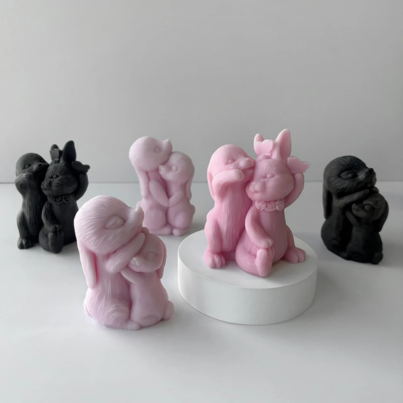 Пасхальная форма для подсвечника силиконовая 3D с кроликом формы свечей