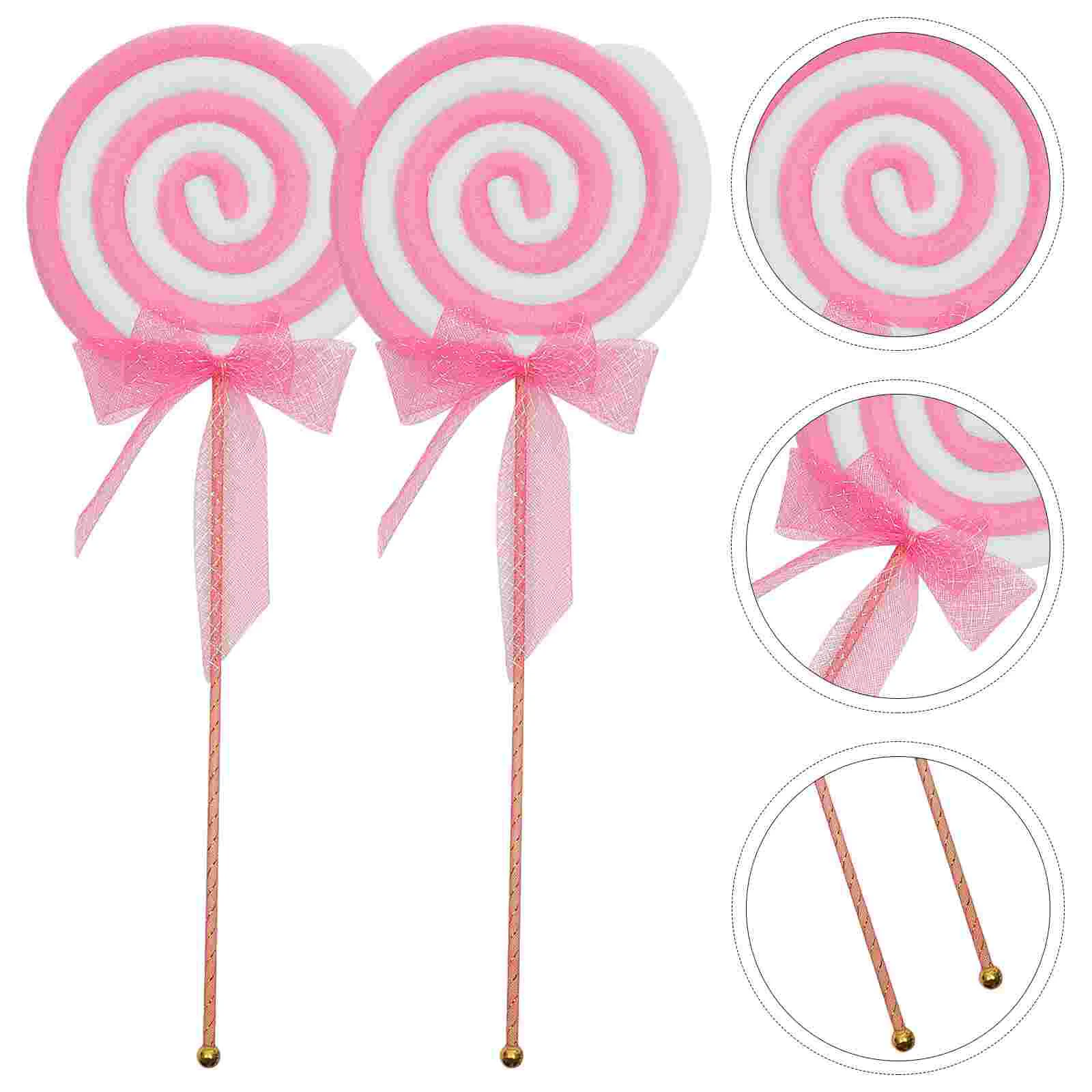 

Lollipop Decoration Large Candy Ornaments 2Pcs Realistic Fake Lollipop Model Simulation Candy Photo Props Party Favors Wedding