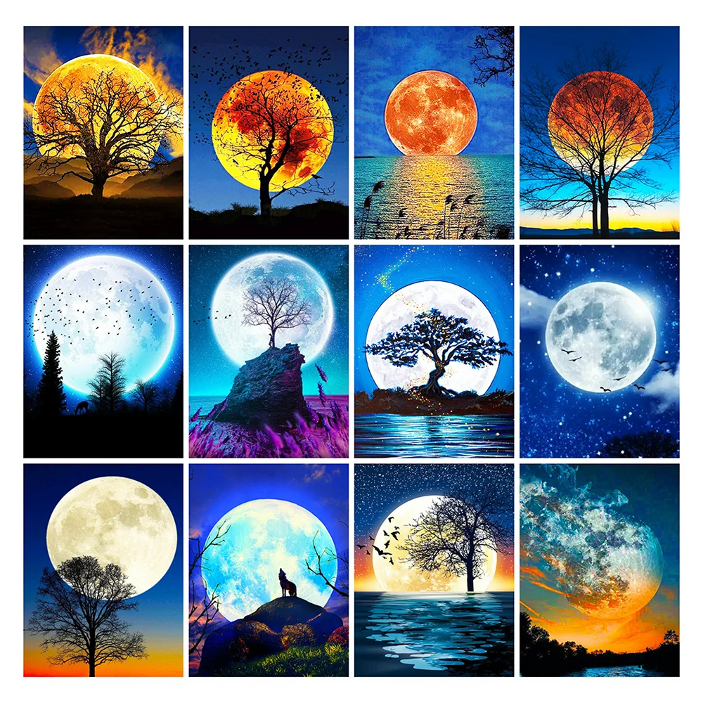 

5D Diy Customized Diamond Painting Cross Stitch White moonlight Square Round Diamond Mosai simplec Handmade Crafts