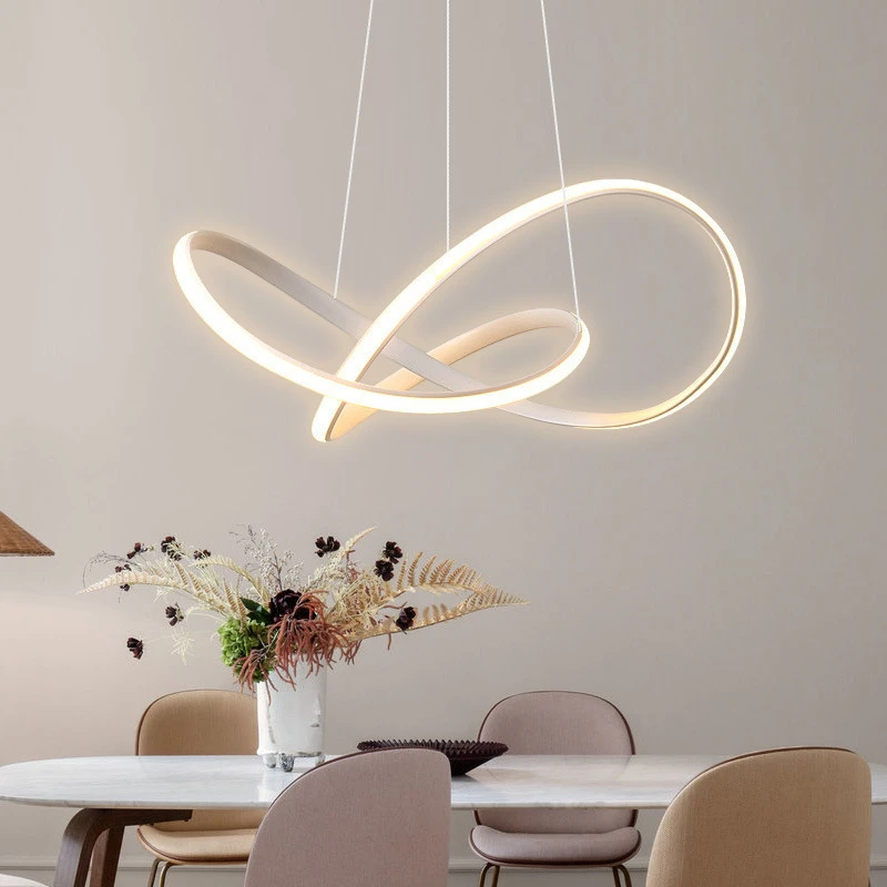 

Modern Simple Led Pendant Lamp Fashion Restaurant Nordic Creative Personality Line Living Room Geometric Metal Luxury Lighting