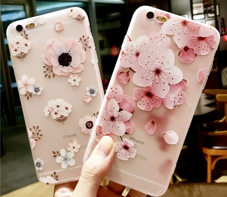 

Phone Case for iphone X XR XS Max 12 mini 11 Pro Max Case for iphone 6 6s 7 8 Plus SE 2022 Silicone 3D Relief Flower Soft Cover