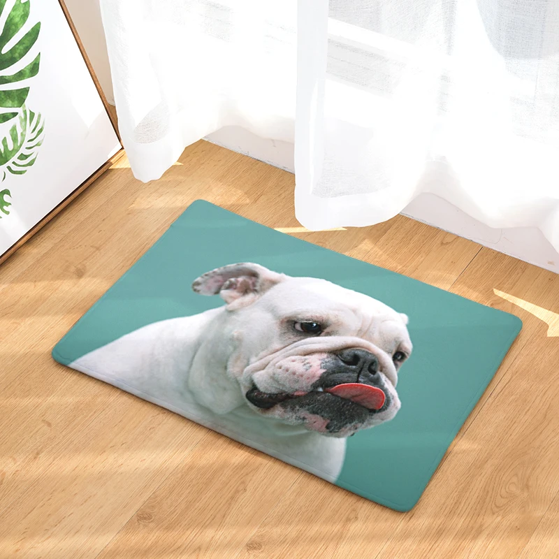 

Realistic Dog Print Decorative Entrance Doormat Flannel Absorbent Kitchen Carpet Home Decor Hallway Mat Rectangle Bathroom Rugs