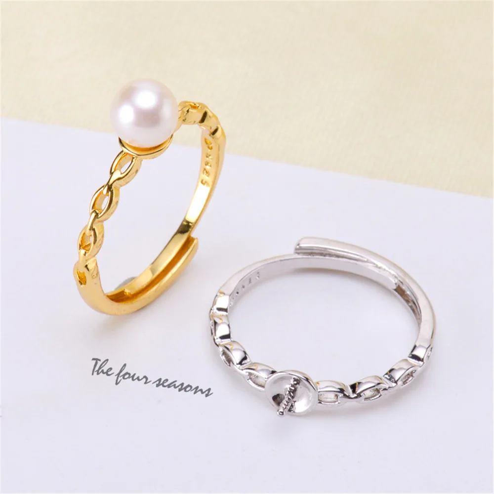 

Wholesale Classic 925 Silver Ring Accessories Settings Adjustable Blank Pearl Ring Setting Base For Women Diy Jewelry Making