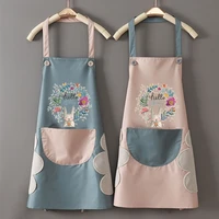 1pcs fashion home kitchen apron cooking work waterproof oil release unisex wipeable hands apron with pockets