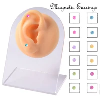 12pcscard hot fake piercings non pierced magnetic lip labret stud ear tragus cartilage stud magnet earring nose ring
