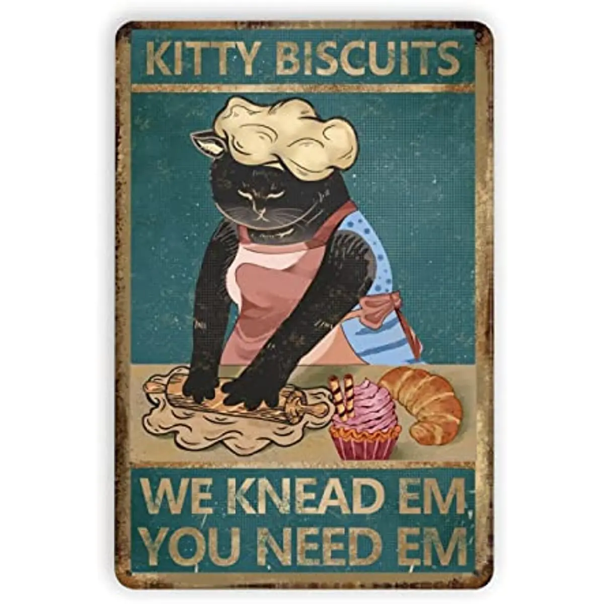 

Kitty Бисквитное печенье We Knead Em You Need Em, винтажный постер в виде кошки, металлические жестяные знаки, ЗАБАВНЫЕ РЕТРО знаки для приготовления пищи, Настенный декор, жестяной знак