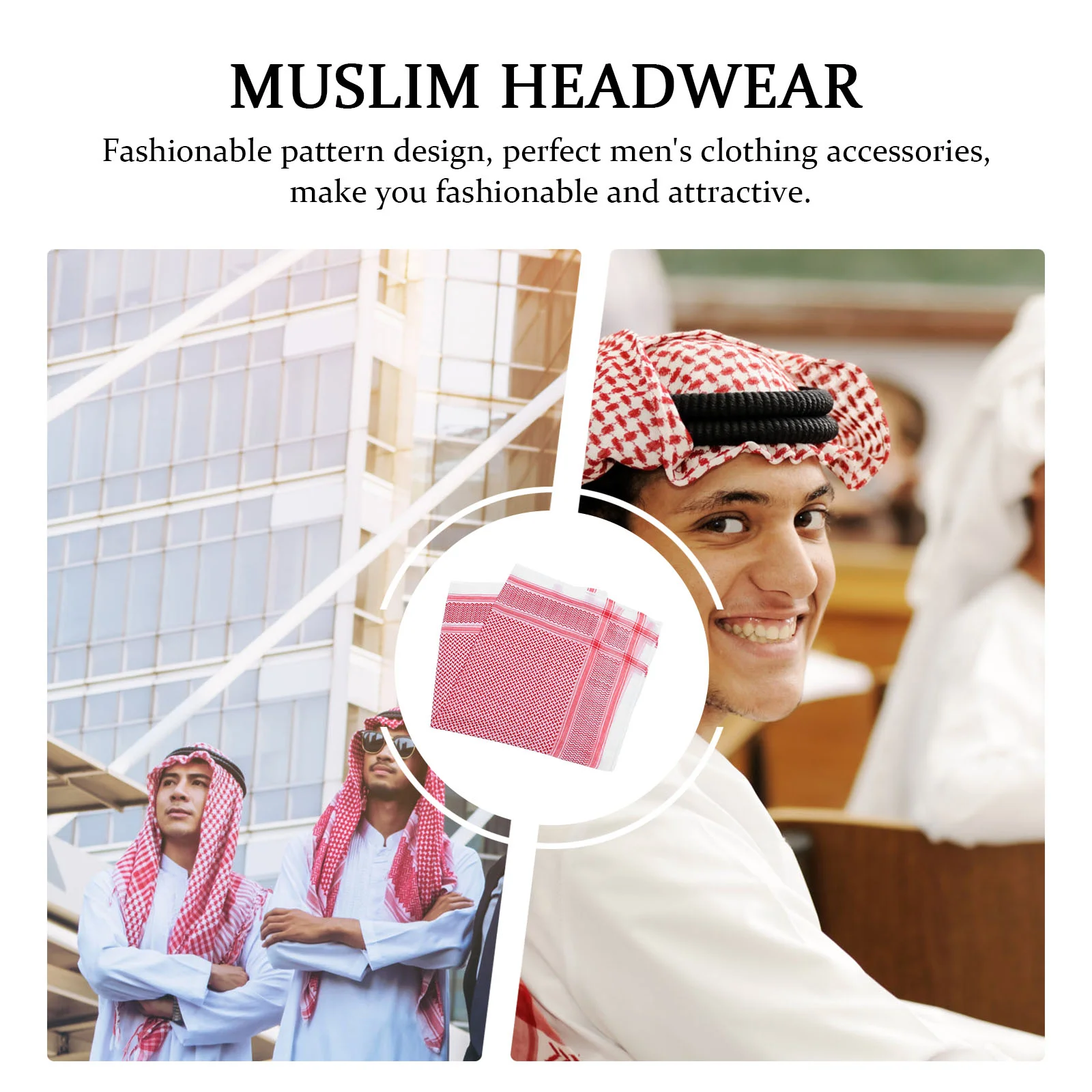 

Men Arab Scarf Shemagh Hijab Muslim Arabian Headscarf Head Turban Scraf Dubai Kerchief Wrap Keffiyeh Style Headband Middle East