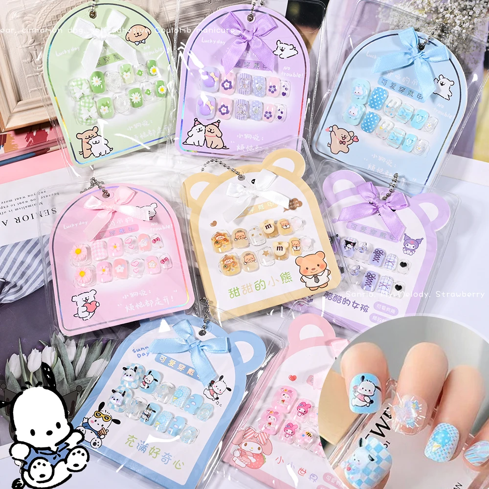 MINISO HelloKitty Press on накладные ногти аксессуары Y2K Kawaii мультяшный дизайн короткие