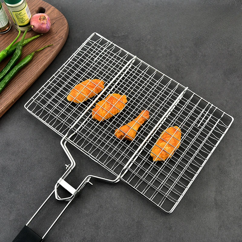 

304 Stainless Steel Barbecue Tool, Non Stick Grilling Basket, Grill Mesh Mat, Meat, Vegetable, Picnic Party, Heat Resistant, BBQ