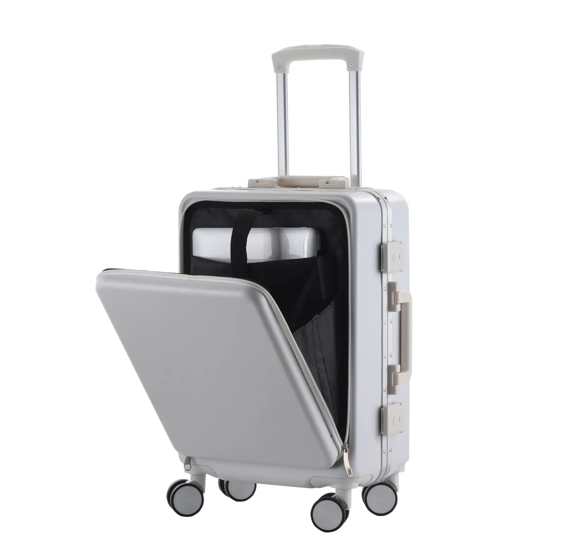 2022 New Front Opening Boarding Suitcase, Large Capacity 20 Inch Universal Wheel Password Suitcase