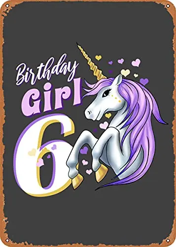 

Birthday Girl Six Years Vintage Look Metal Sign Patent Art Prints Retro Gift 8x12 Inch